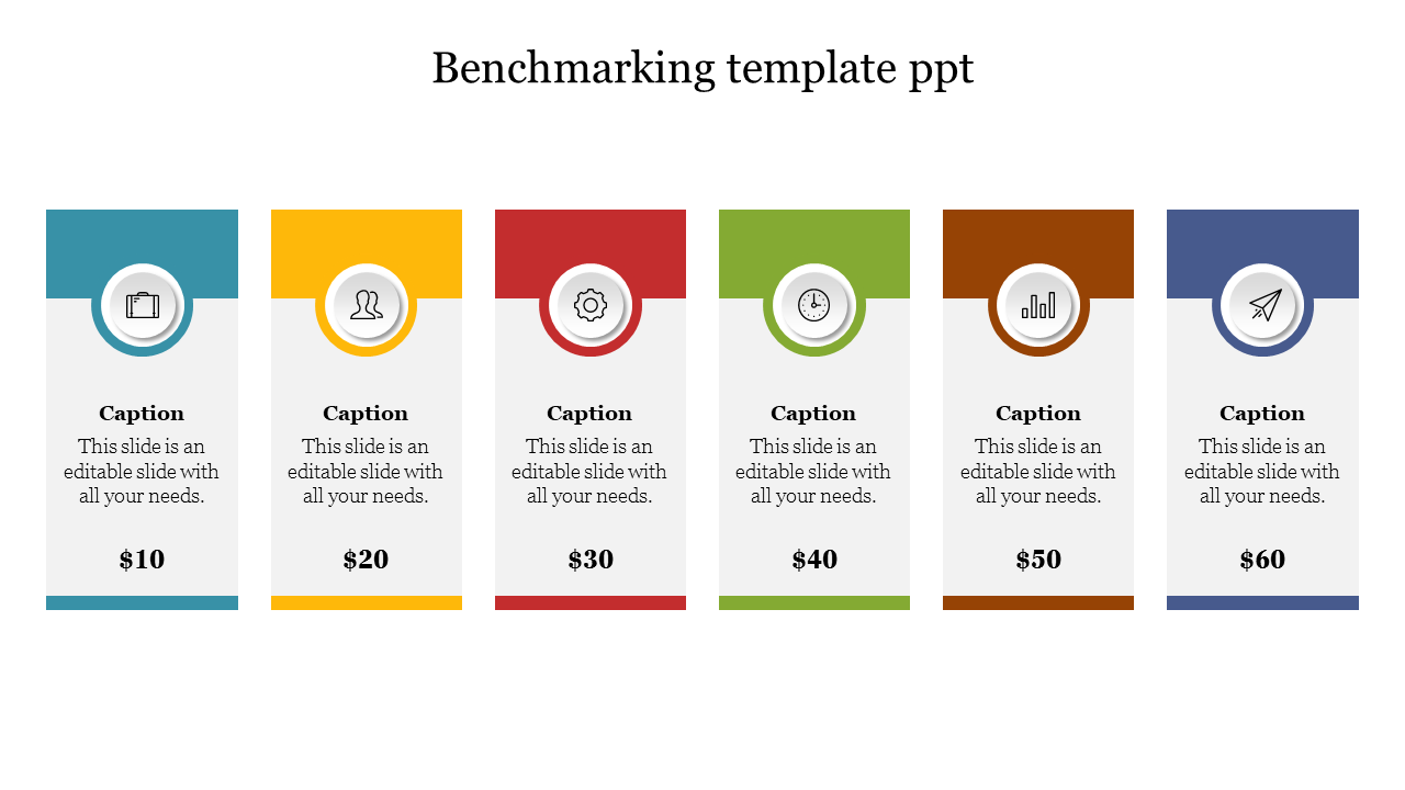 Engaging Benchmarking Template PPT PowerPoint Slide